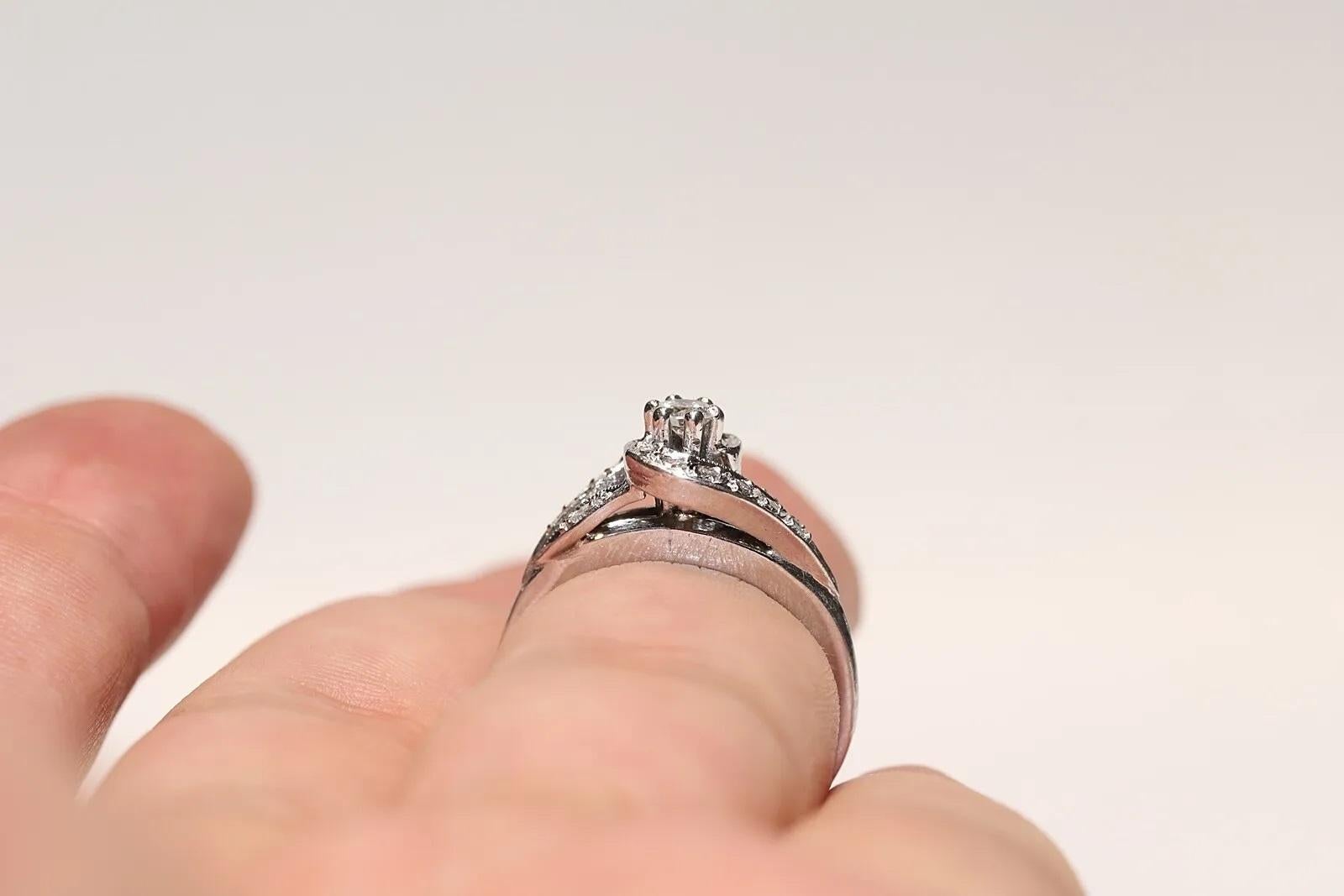 Vintage CIRCA 1970er 10k Weißgold Natürlicher Diamant Verzierter Ring (Retro) im Angebot