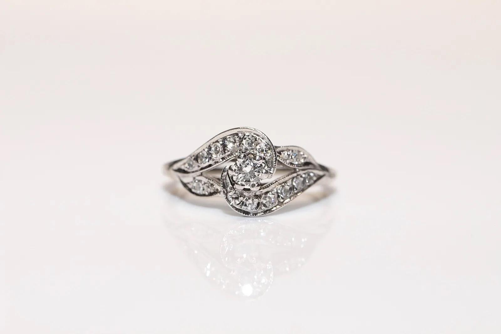 Vintage CIRCA 1970er 10k Weißgold Natürlicher Diamant Verzierter Ring im Zustand „Gut“ im Angebot in Fatih/İstanbul, 34