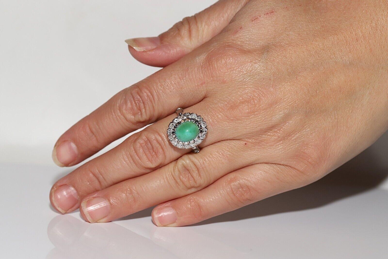 Dekorierter Vintage-Ring aus 12 Karat Gold mit natürlichem Diamant und Türkis, ca. 1970er Jahre im Angebot 3