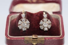 Vintage Circa 1970s 14k Gold Estate Natural Diamond Decorated Earring