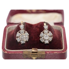 Vintage Circa 1970s 14k Gold Estate Natural Diamond Decorated Earring
