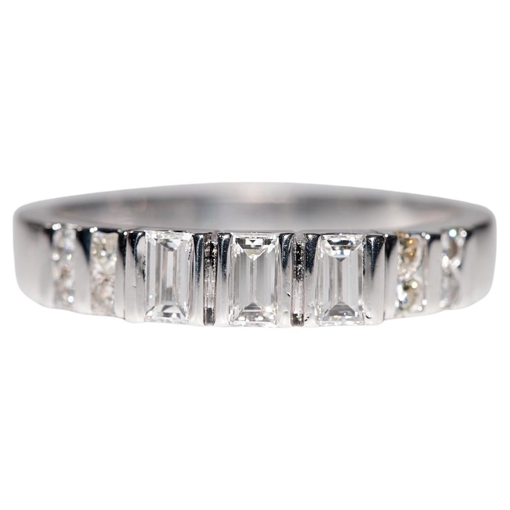 Vintage Circa 1970s 14k Gold Natural Baguette Cut Diamond Decorated Band Ring