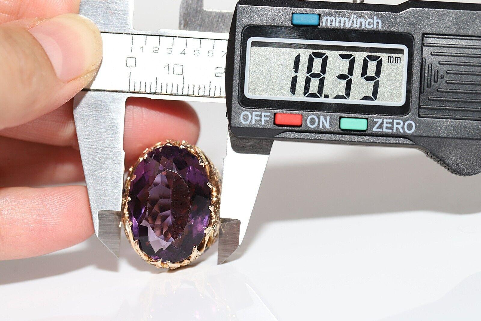 Vintage Circa 1970er Jahre 14k Gold Ring mit natürlichem Diamant und Amethyst-Emaille Damen im Angebot