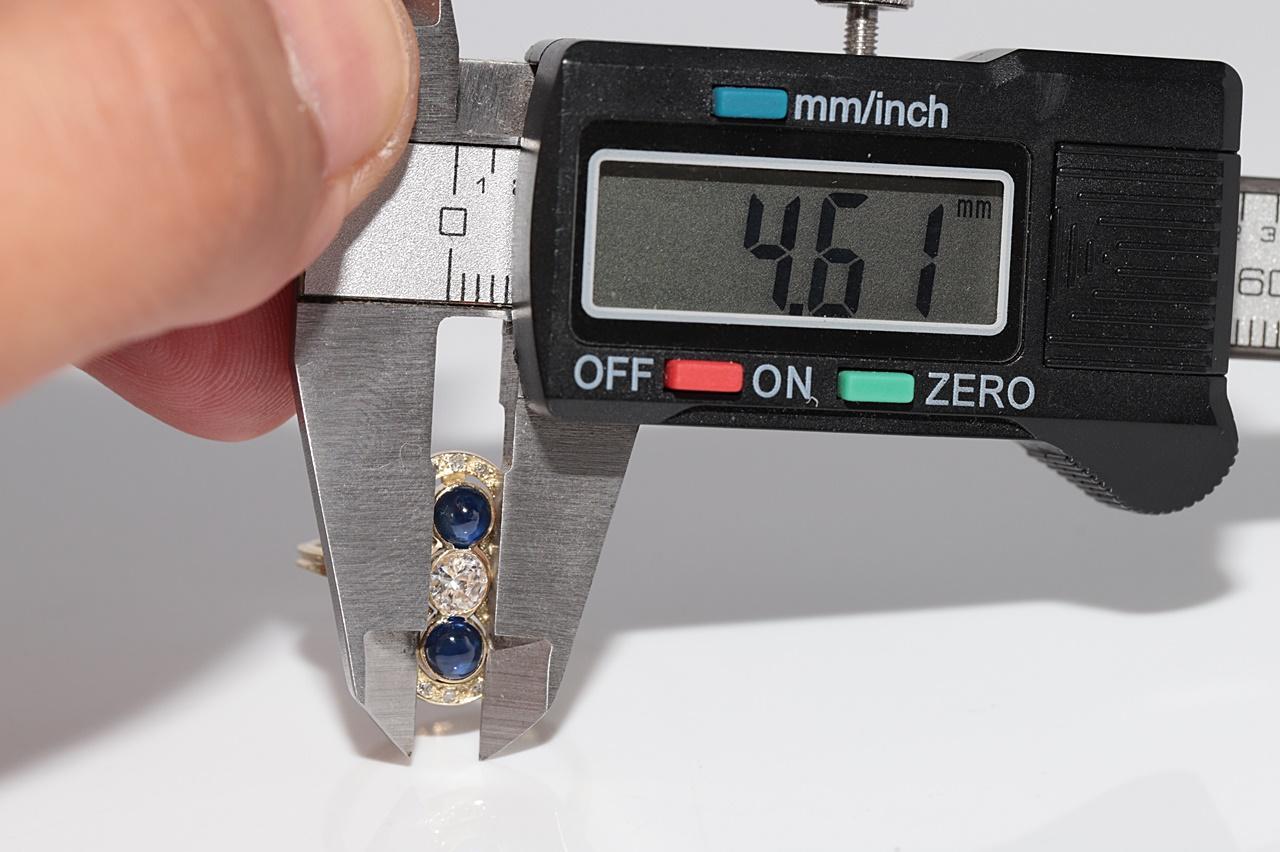 Vintage CIRCA 1970er Jahre 14k Gold natürlichen Diamanten und Cabochon Cut Saphir Ring im Angebot 11