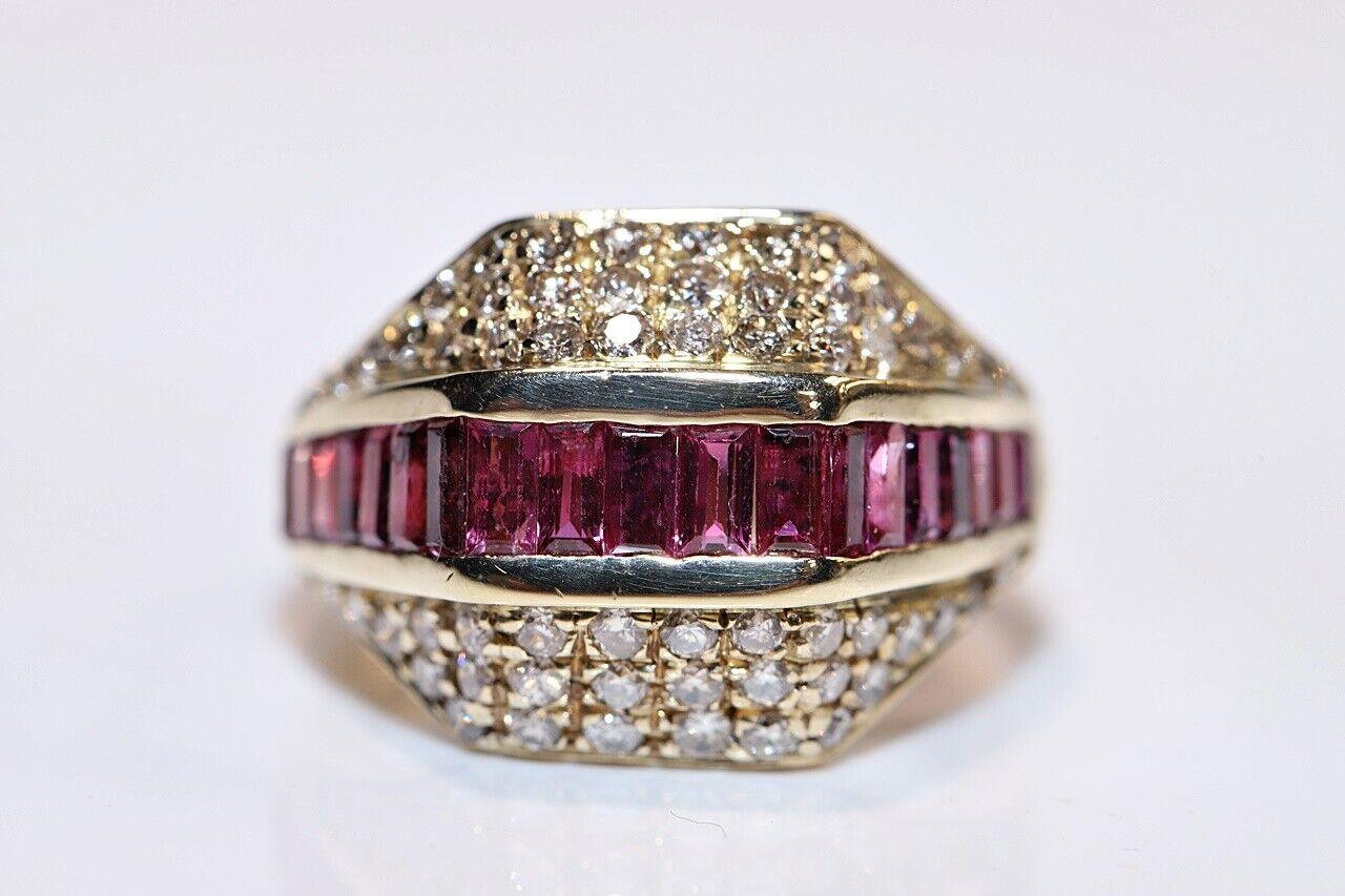 In very good condition.
Total weight is 7.5 grams.
Totally is diamond 0.65 carat.
The diamond is has G-H color and vvs-vs-s1 clarity.
Totally is caliber ruby about 1.30 carat.
Ring size is US 7.2 (We offer free resizing)
Box is not included.
Please