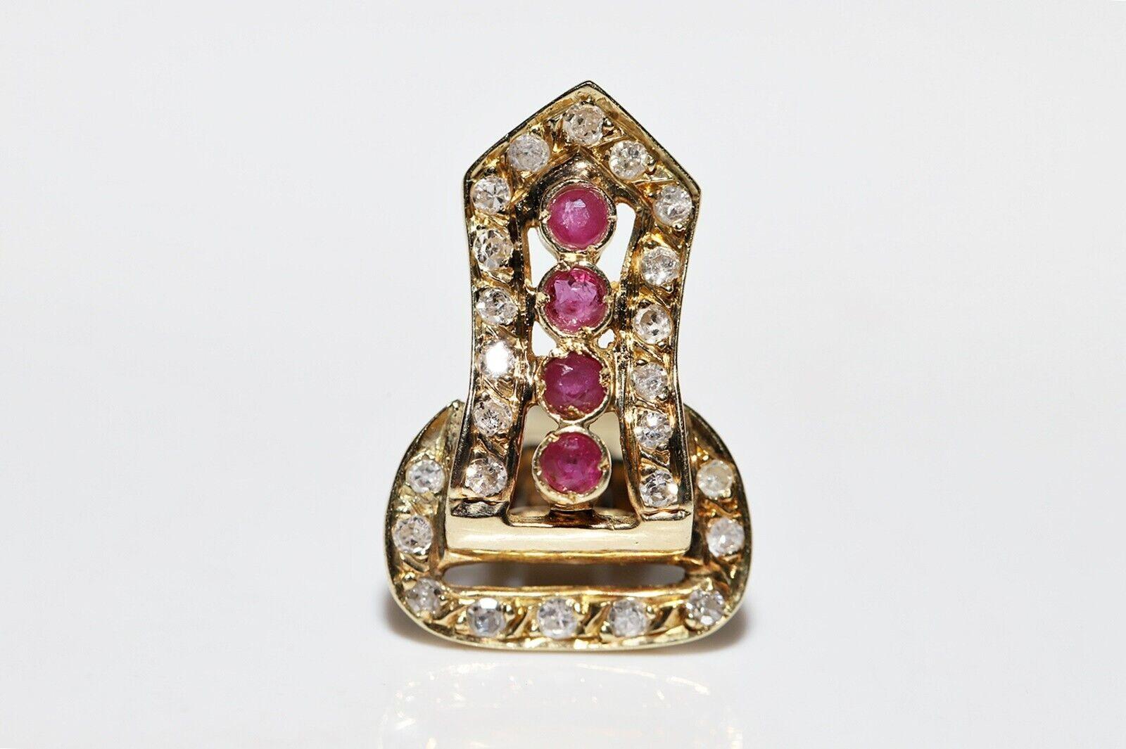 Women's Vintage Circa 1970s  14k Gold Natural Diamond And Ruby Decorated Earring For Sale