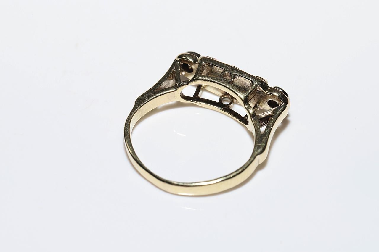 Anello decorato con diamanti naturali e rubini in oro 14k, CIRCA ANNI 70 in vendita 4
