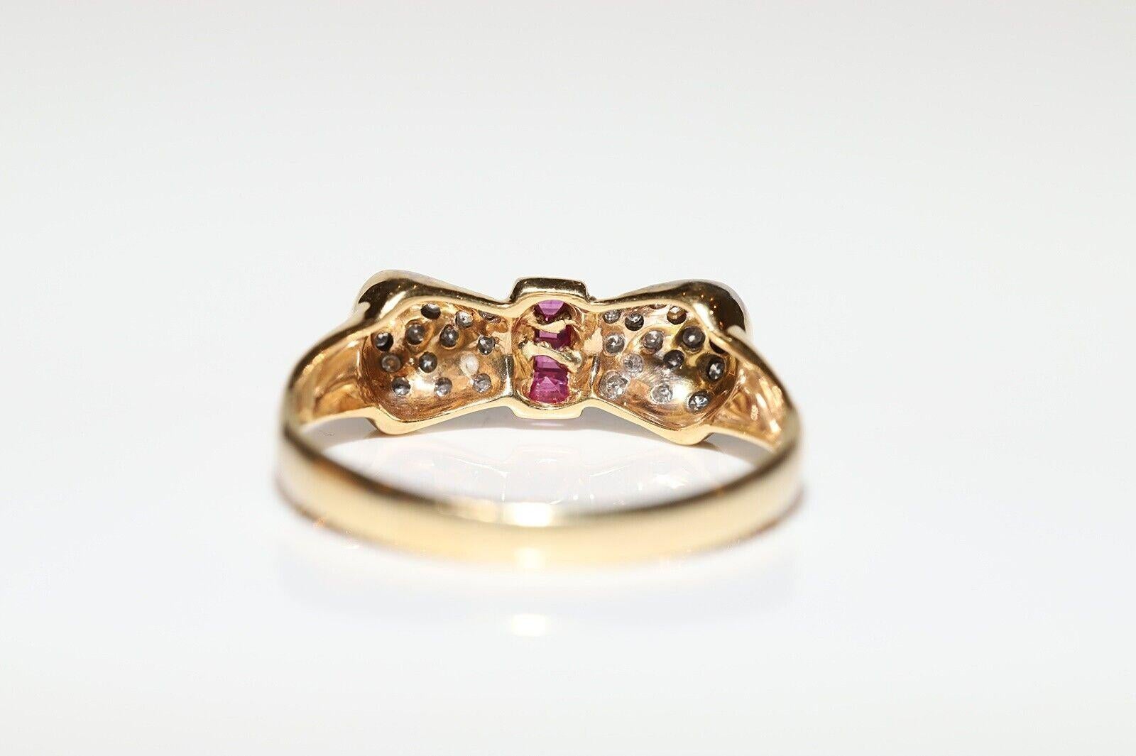 Vintage Circa 1970s 14k Gold Natural Diamond And Ruby Decorated Ring  For Sale 5