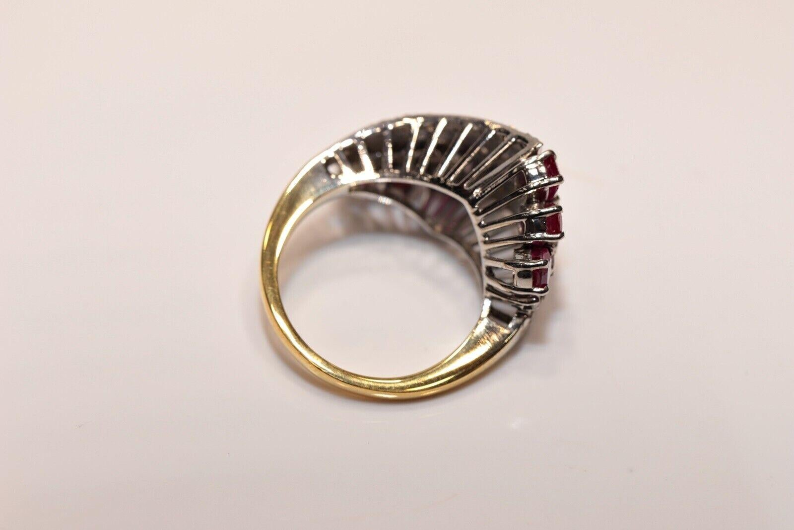 Vintage Circa 1970er Jahre 14k Gold Natürlicher Diamant und Rubin Dekorierter Ring Damen im Angebot
