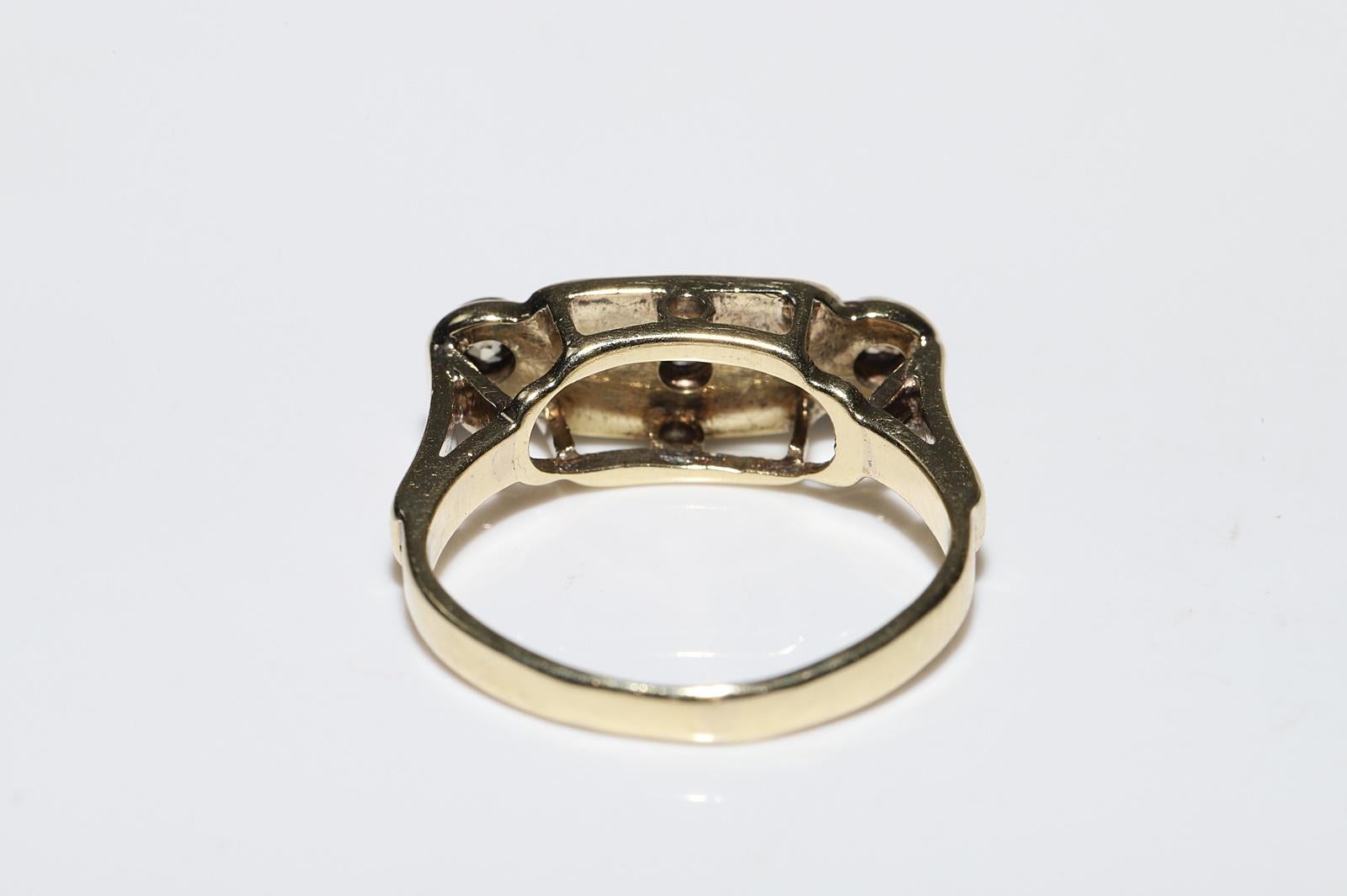 Anello decorato con diamanti naturali e rubini in oro 14k, CIRCA ANNI 70 in vendita 3