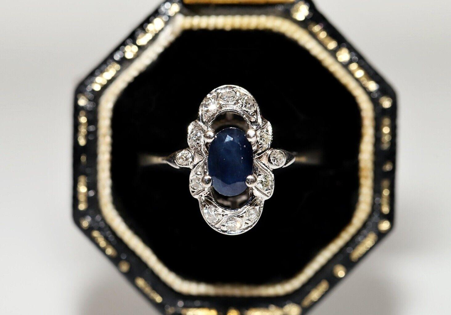 Vintage Circa 1970s 14k Gold Natural Diamond And Sapphire Decorated Ring For Sale 5