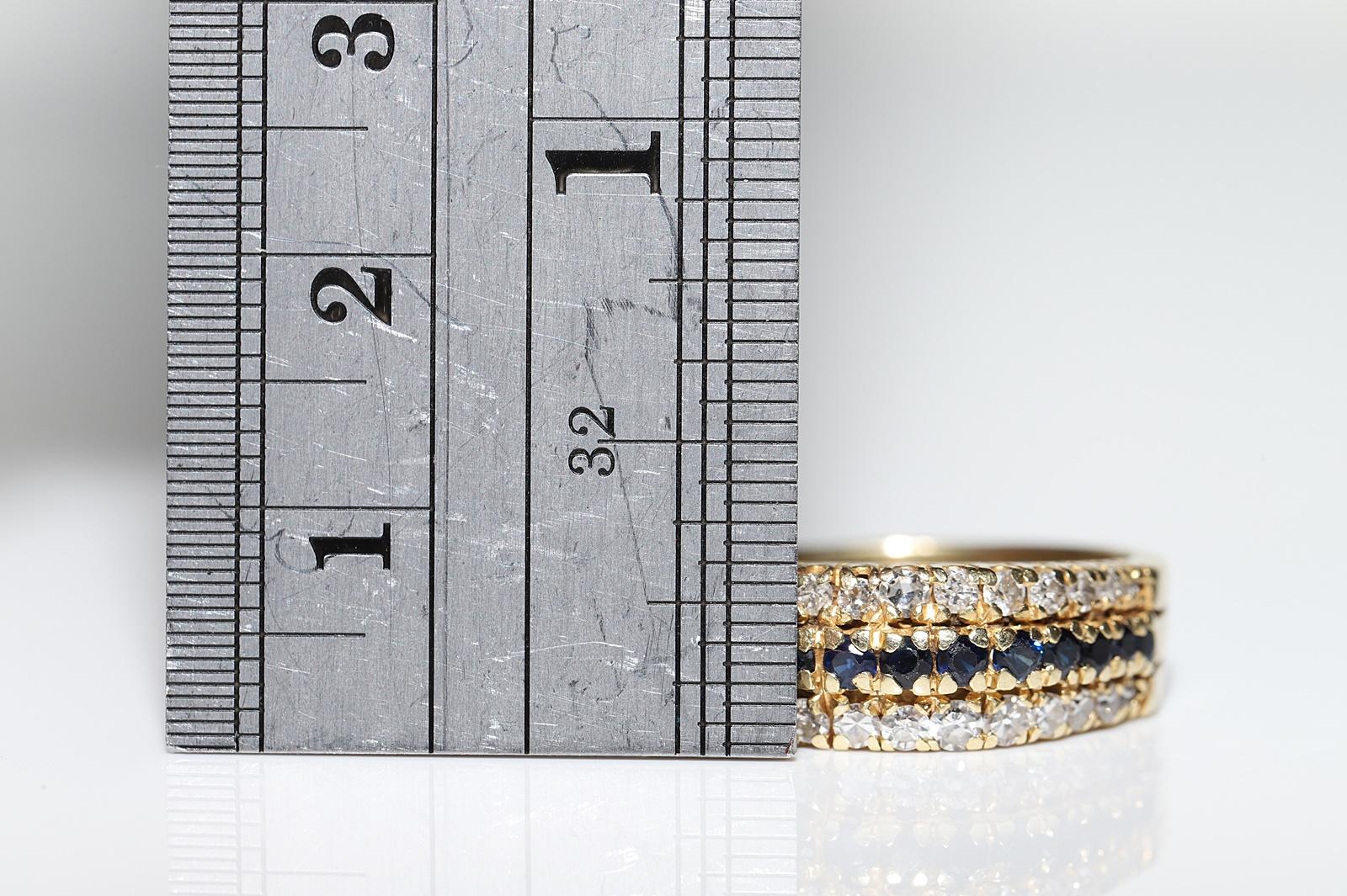 Vintage Circa 1970er Jahre 14k Gold Natürlicher Diamant und Saphir Dekorierter Ring im Angebot 8