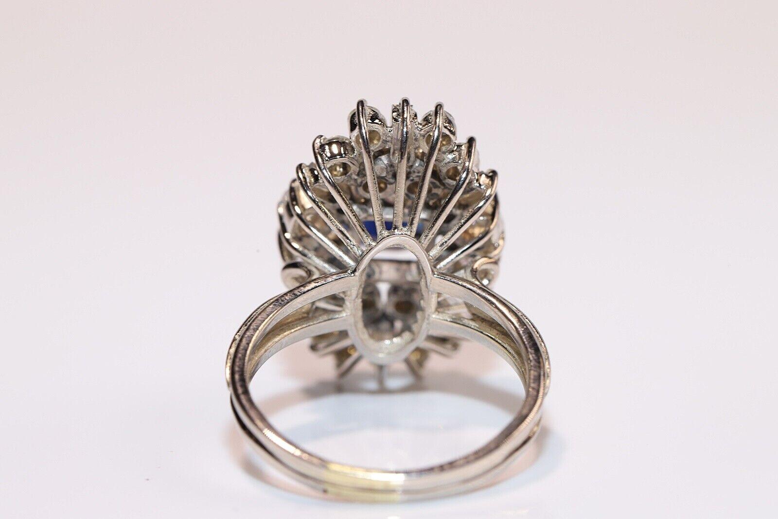 Brilliant Cut Vintage Circa 1970s 14k Gold Natural Diamond And Sapphire Decorated Ring  For Sale