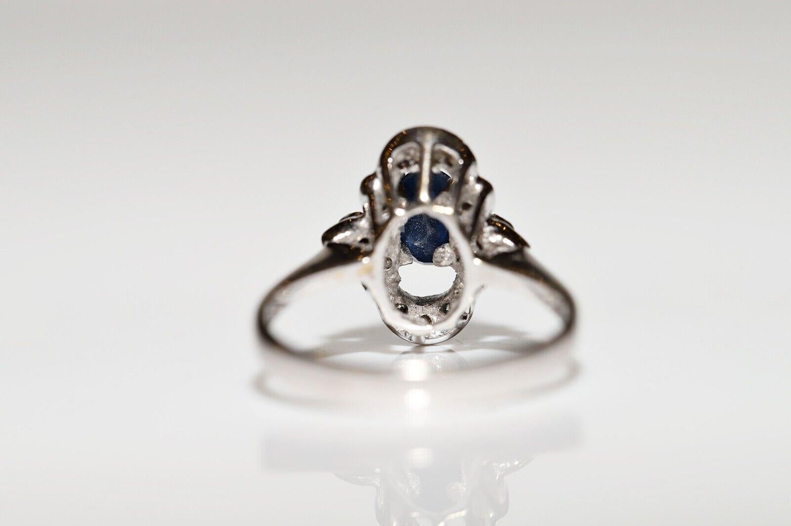 Brilliant Cut Vintage Circa 1970s 14k Gold Natural Diamond And Sapphire Decorated Ring For Sale
