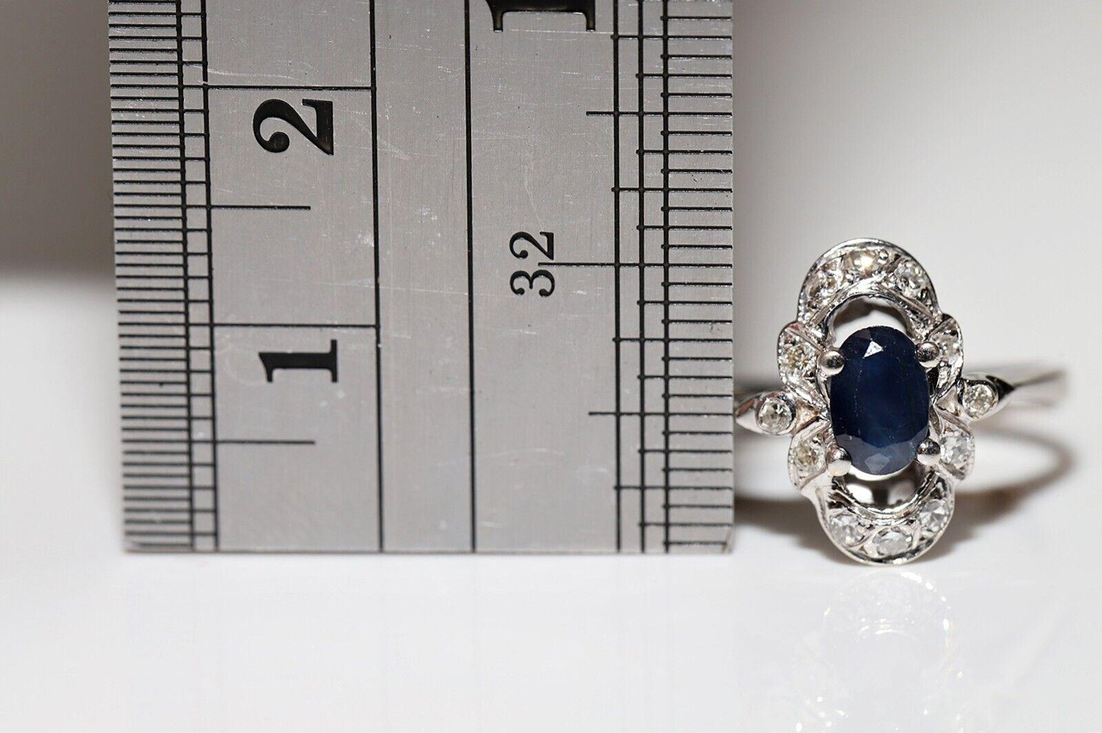 Women's Vintage Circa 1970s 14k Gold Natural Diamond And Sapphire Decorated Ring For Sale