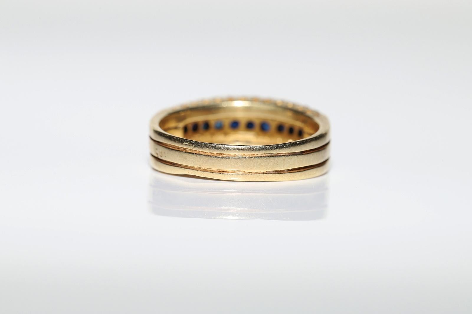 Vintage Circa 1970er Jahre 14k Gold Natürlicher Diamant und Saphir Dekorierter Ring im Angebot 3