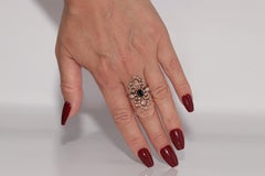 Vintage Circa 1970s 14k Gold Natural Diamond And Sapphire Navette Ring