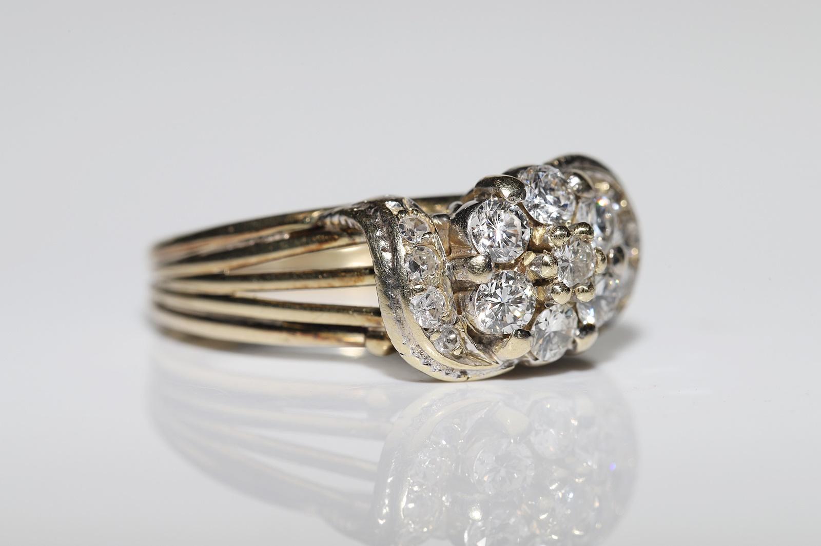 Vintage Circa 1970s 14k Gold Natural Diamond Cocktail Ring For Sale 5