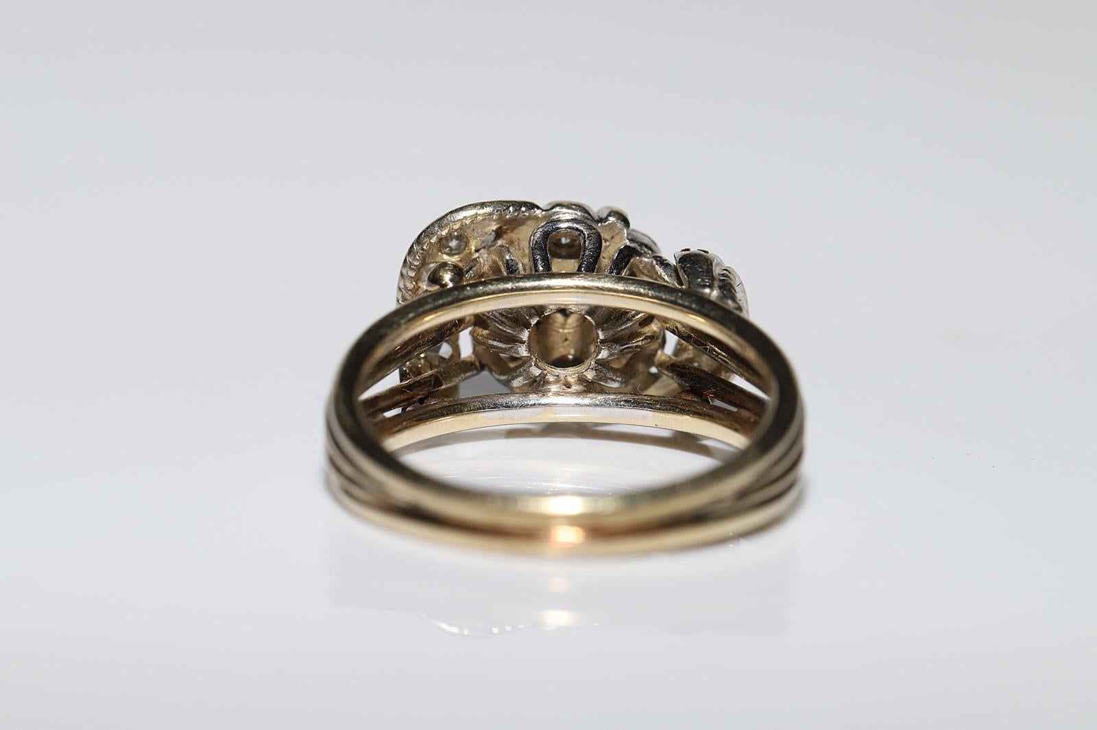 Vintage Circa 1970s 14k Gold Natural Diamond Cocktail Ring For Sale 8