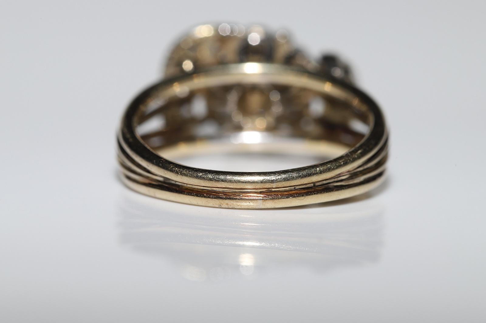Vintage Circa 1970s 14k Gold Natural Diamond Cocktail Ring For Sale 9