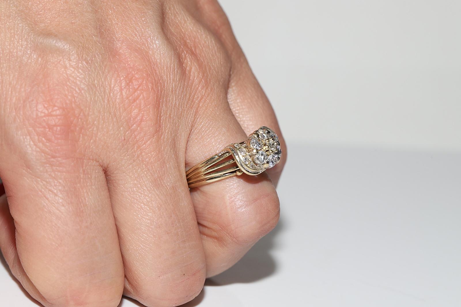 Vintage Circa 1970s 14k Gold Natural Diamond Cocktail Ring In Good Condition For Sale In Fatih/İstanbul, 34