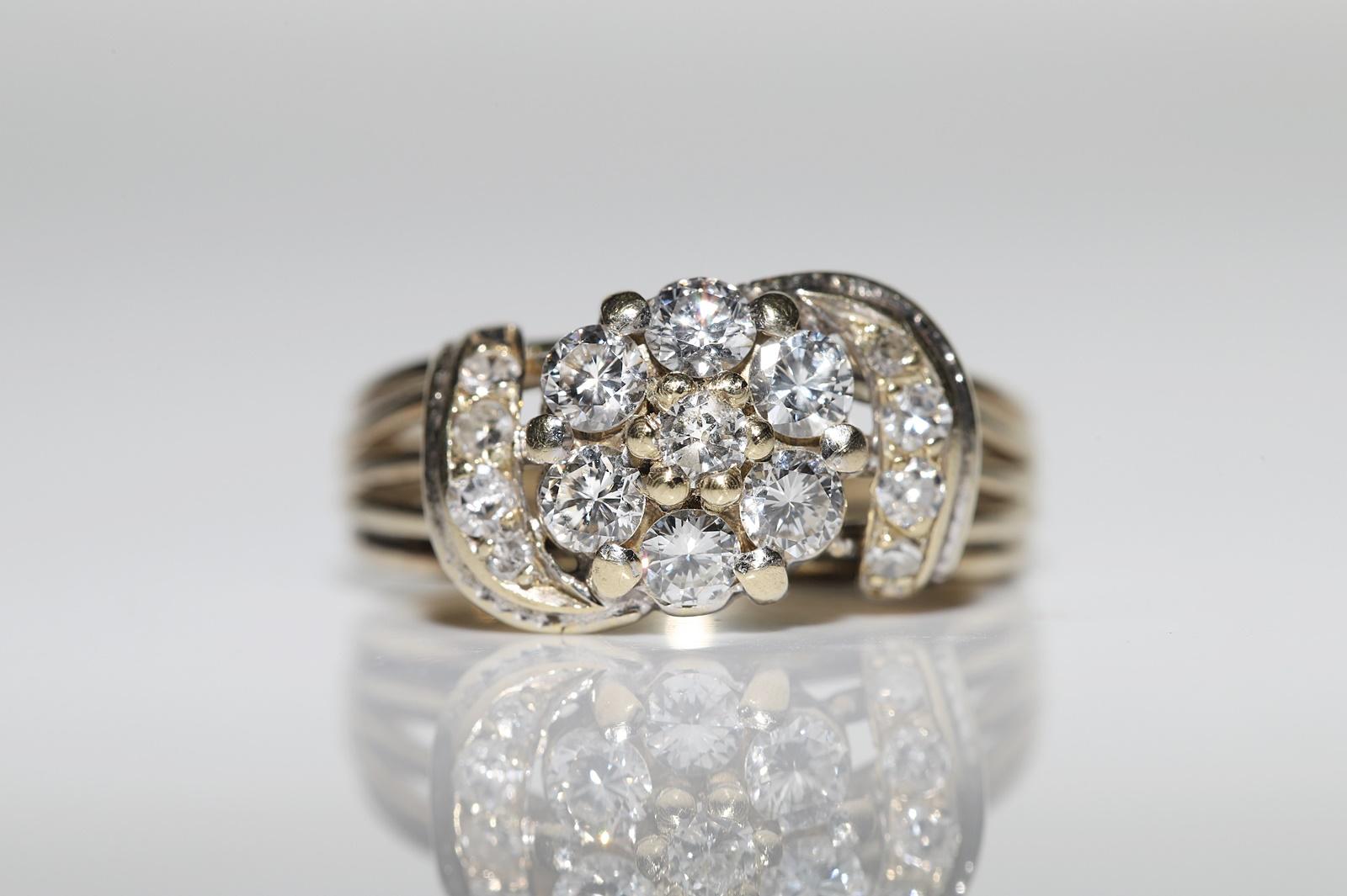 Vintage Circa 1970s 14k Gold Natural Diamond Cocktail Ring For Sale 3