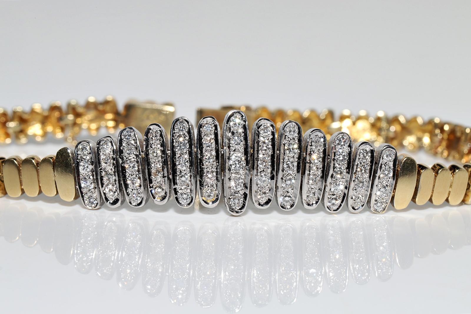 Women's Vintage Circa 1970s 14k Gold Natural Diamond Decorated Amazing Bracelet For Sale