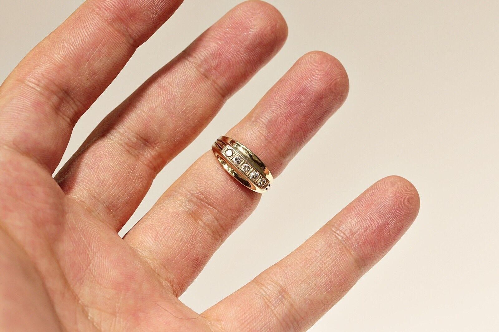 Anello a fascia decorato con diamanti naturali in oro 14k, CIRCA GLI ANNI 70 in vendita 4