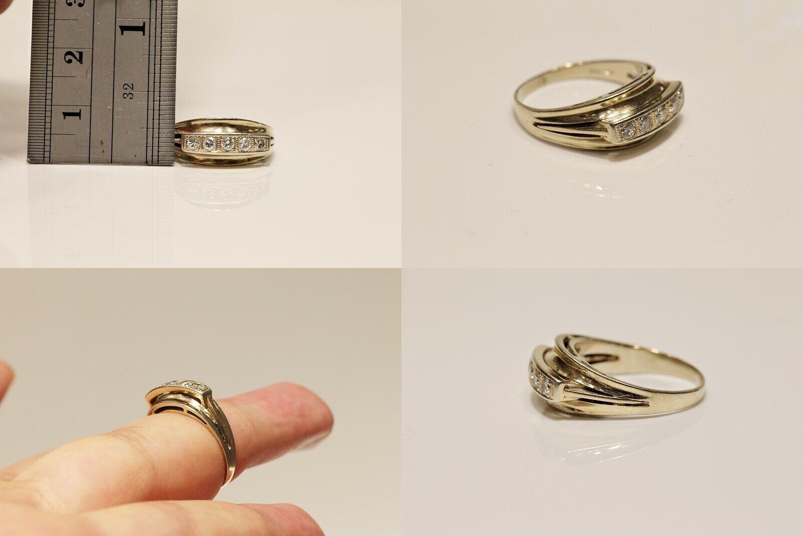 Anello a fascia decorato con diamanti naturali in oro 14k, CIRCA GLI ANNI 70 in vendita 5