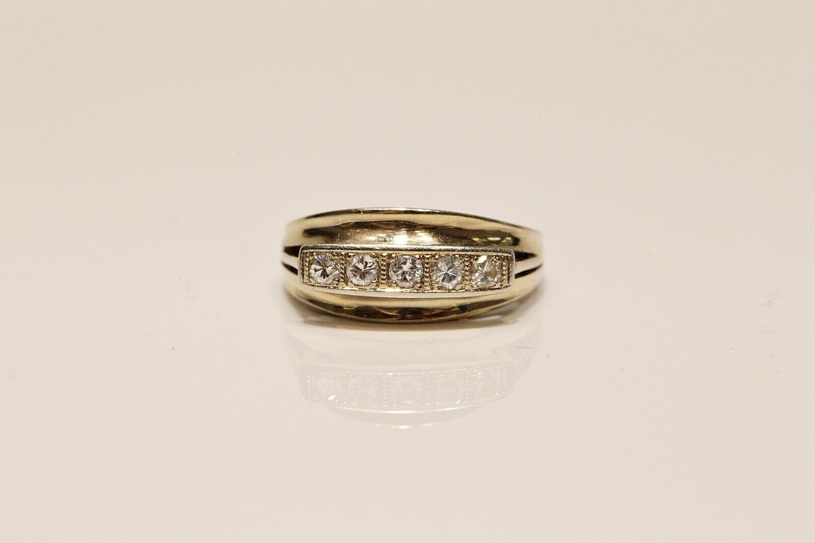 Taglio brillante Anello a fascia decorato con diamanti naturali in oro 14k, CIRCA GLI ANNI 70 in vendita