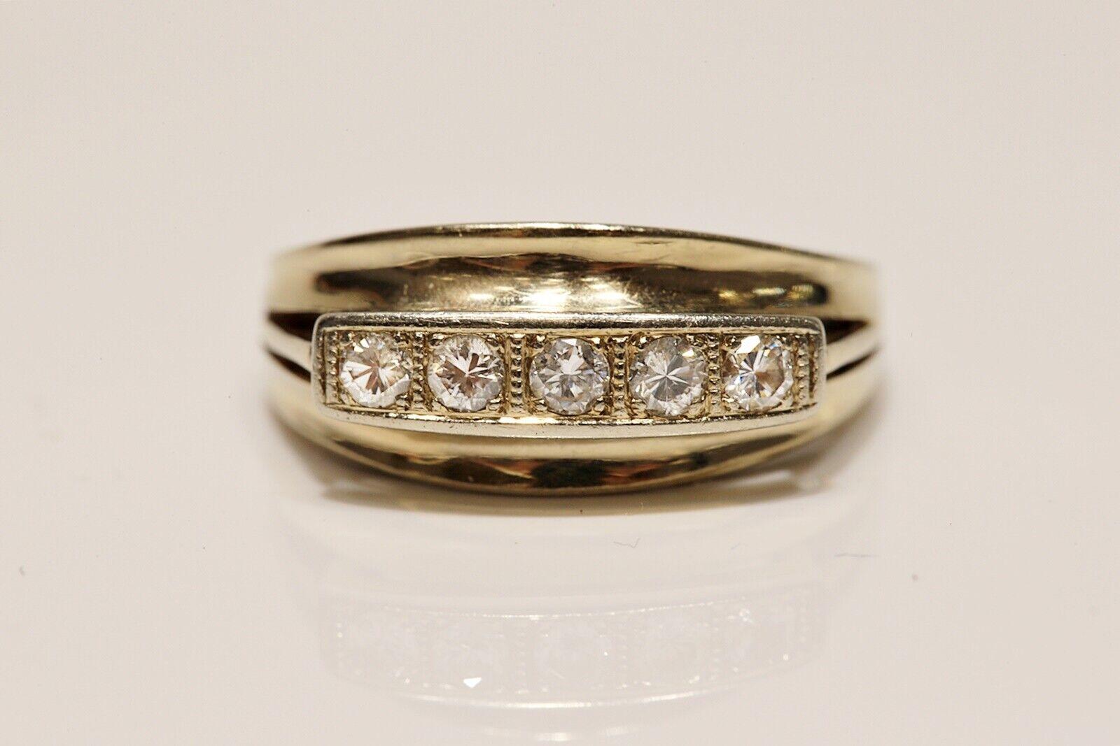 Anello a fascia decorato con diamanti naturali in oro 14k, CIRCA GLI ANNI 70 In condizioni buone in vendita a Fatih/İstanbul, 34