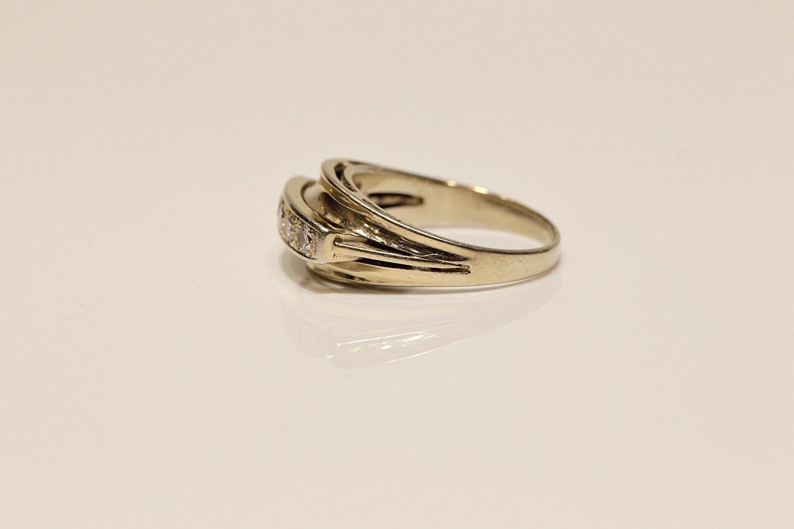 Anello a fascia decorato con diamanti naturali in oro 14k, CIRCA GLI ANNI 70 in vendita 3