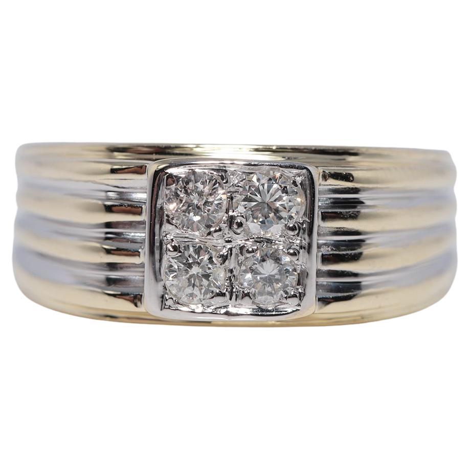 Anello a fascia decorato con diamanti naturali in oro 14k, CIRCA GLI ANNI 70