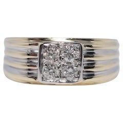 Anello a fascia decorato con diamanti naturali in oro 14k, CIRCA GLI ANNI 70