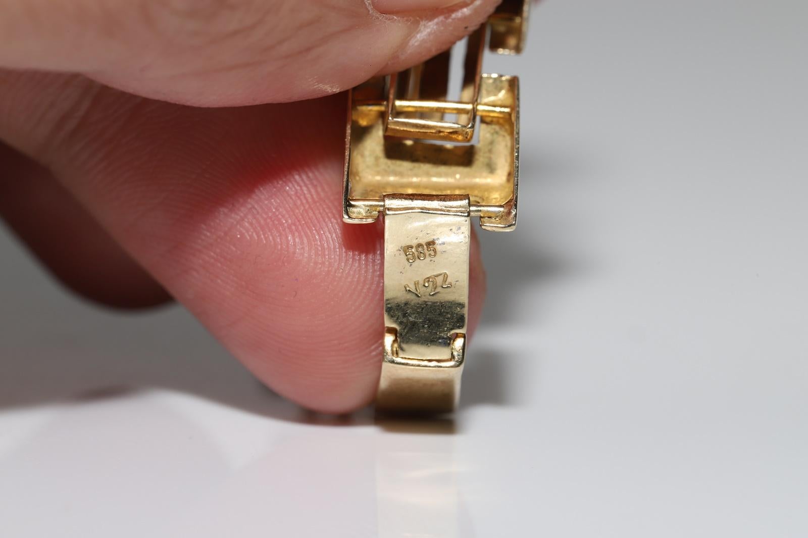 Vintage Circa 1970er Jahre 14k Gold Natürliches Diamant-Dekoriertes Vintage-Armband im Angebot 8