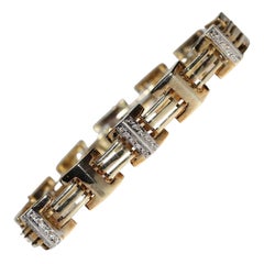 Vintage Circa 1970s 14k Gold Natural Diamond Decorated Bracelet