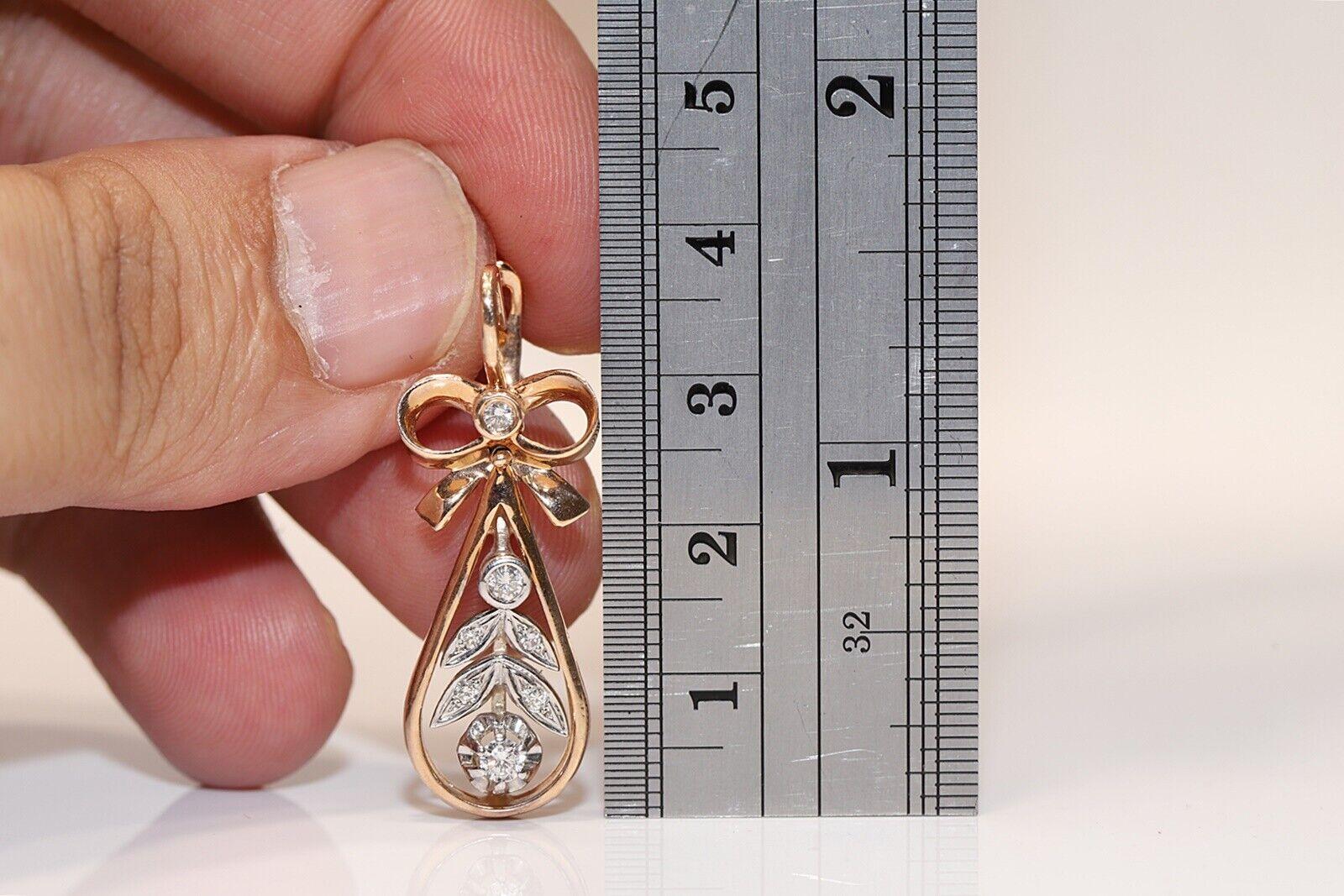 Vintage Circa 1970s 14k Gold Natural Diamond Decorated Drop Earring 4