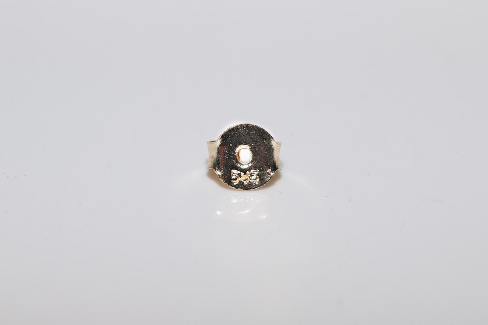 Vintage Circa 1970s 14k Gold Natural Diamond Decorated Drop Earring For Sale 5