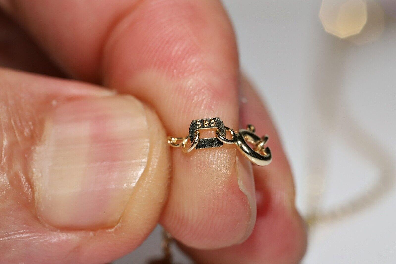 Vintage Circa 1970s 14k Gold Natural Diamond Decorated Drop Pendant Necklace For Sale 5