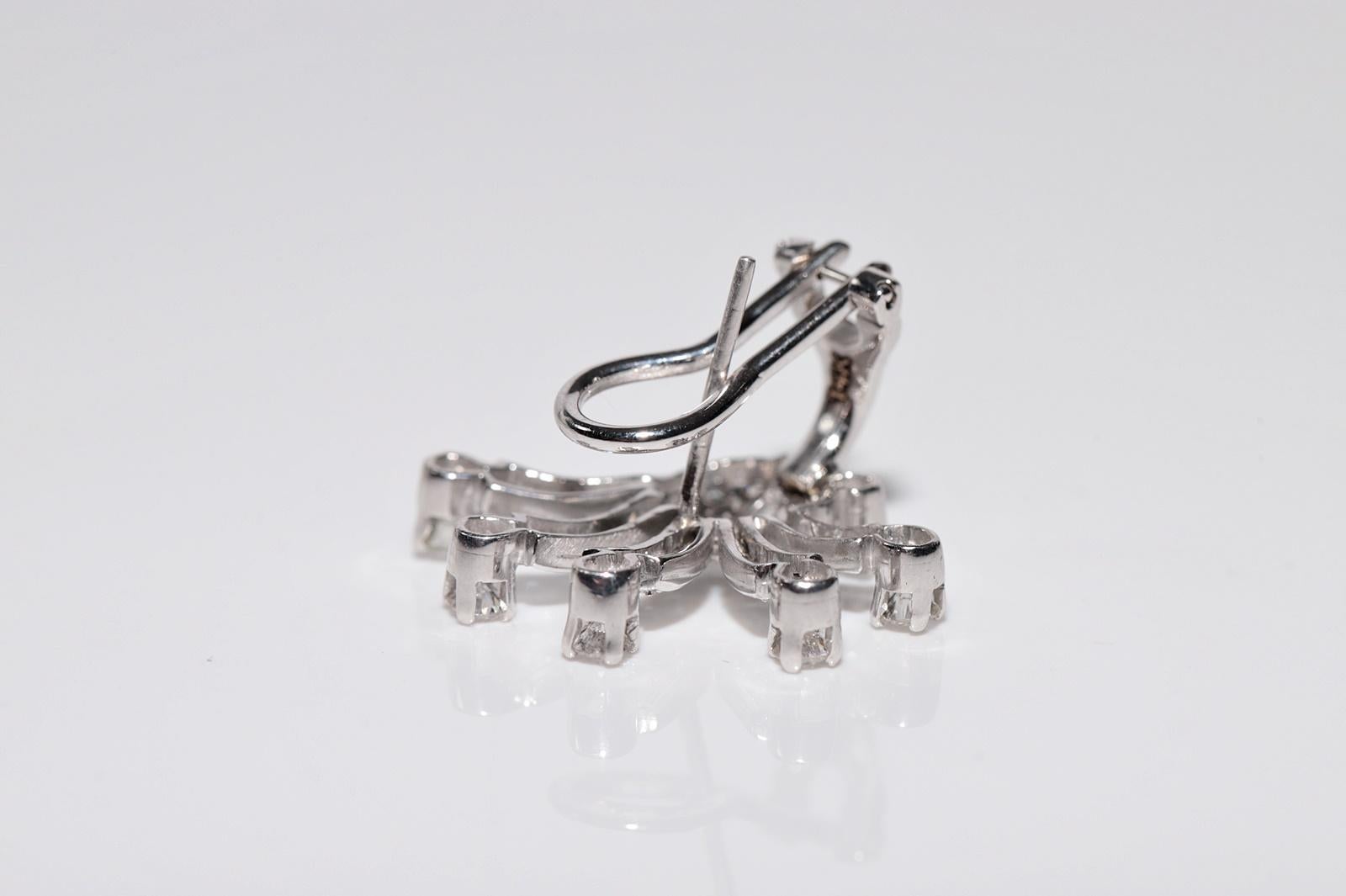 Vintage Circa 1970er Jahre 14k Gold Natürlicher Diamant-Ohrring mit verzierten Blumen im Vintage-Stil im Zustand „Gut“ im Angebot in Fatih/İstanbul, 34