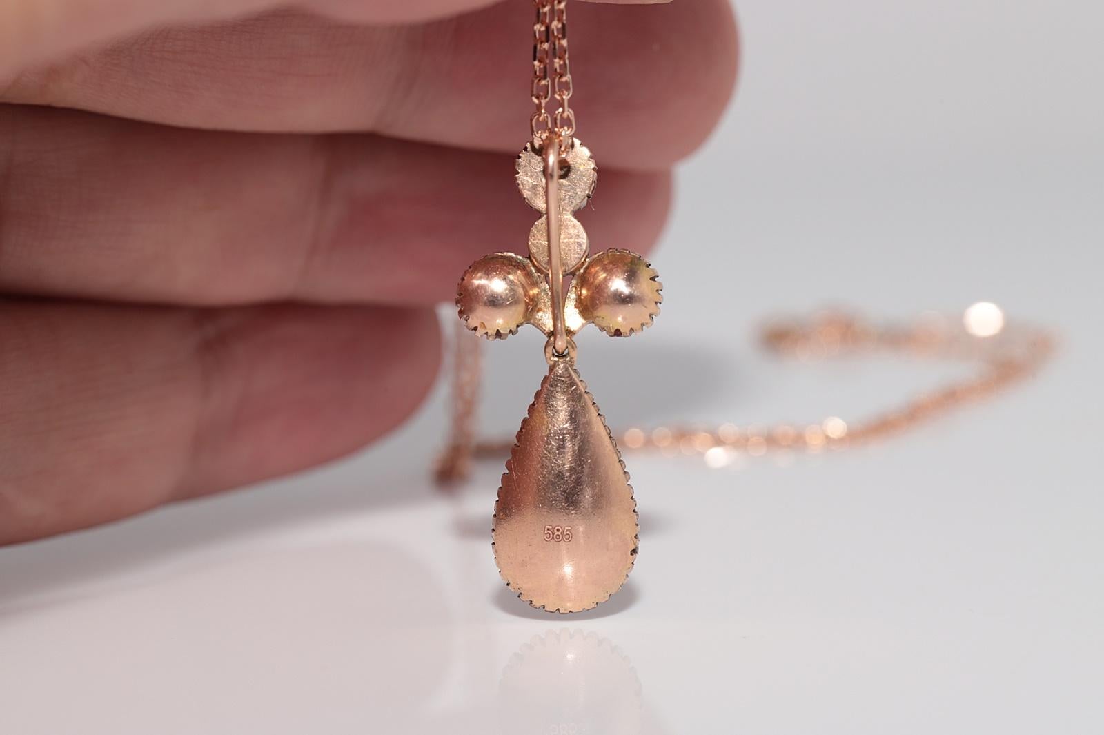 Vintage CIRCA 1970er Jahre 14k Gold natürlichen Diamanten verziert Anhänger Halskette im Angebot 4