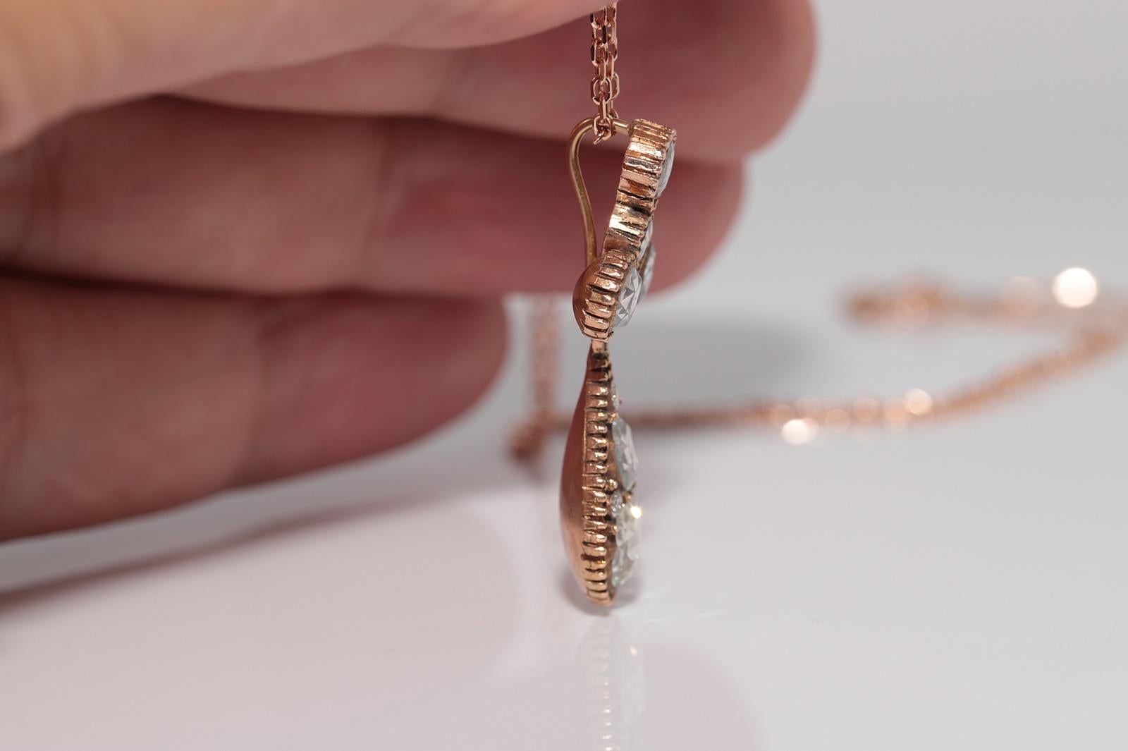 Vintage CIRCA 1970er Jahre 14k Gold natürlichen Diamanten verziert Anhänger Halskette im Angebot 5
