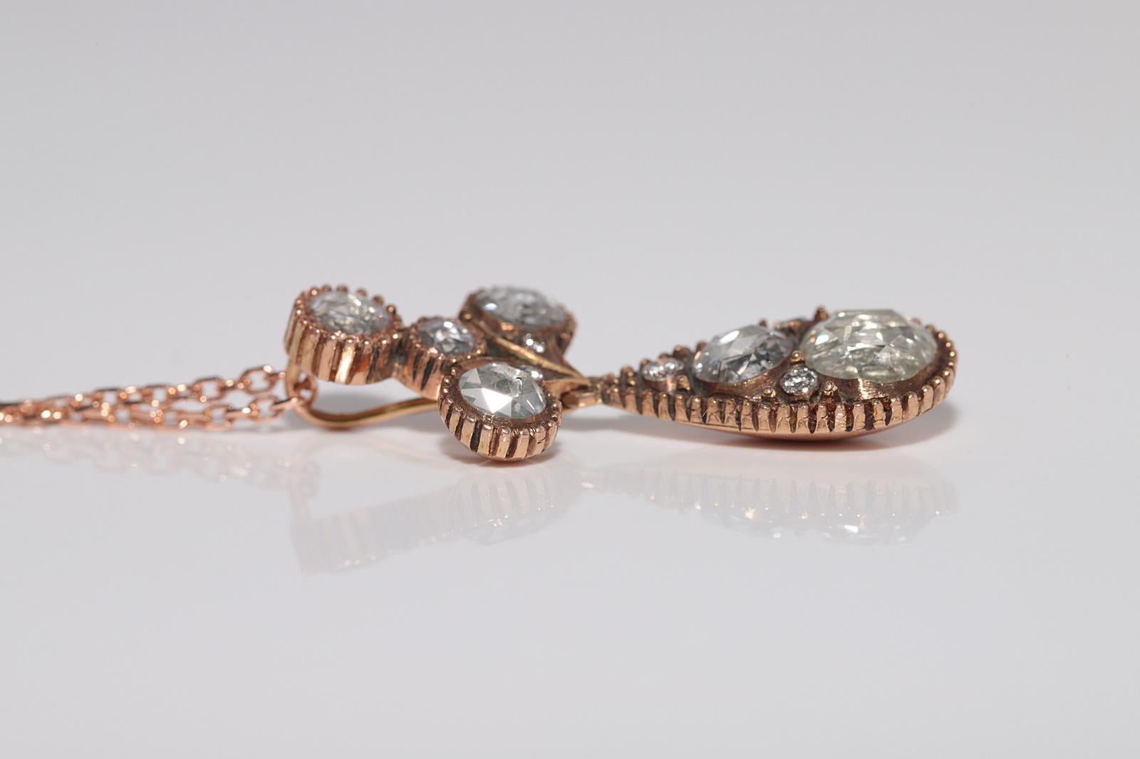 Vintage CIRCA 1970er Jahre 14k Gold natürlichen Diamanten verziert Anhänger Halskette im Angebot 6
