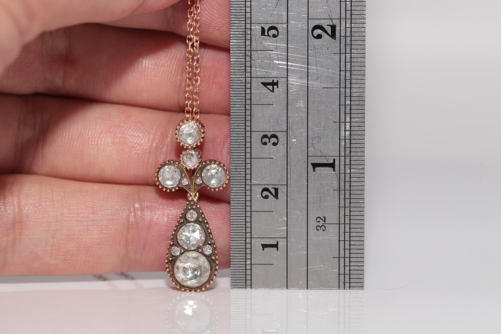 Vintage CIRCA 1970er Jahre 14k Gold natürlichen Diamanten verziert Anhänger Halskette im Angebot 7