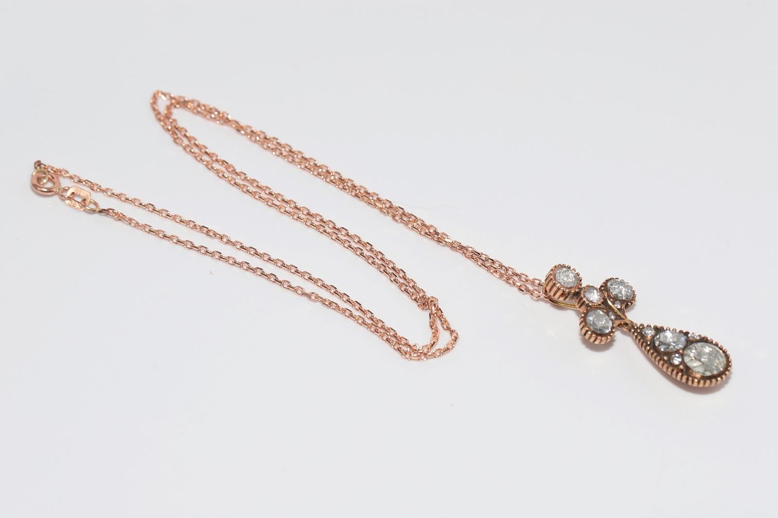 Vintage CIRCA 1970er Jahre 14k Gold natürlichen Diamanten verziert Anhänger Halskette im Angebot 9
