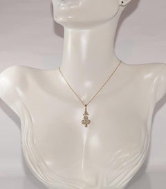 Vintage Circa 1970s 14K Gold Natural Diamond Decorated Pendant Necklace
