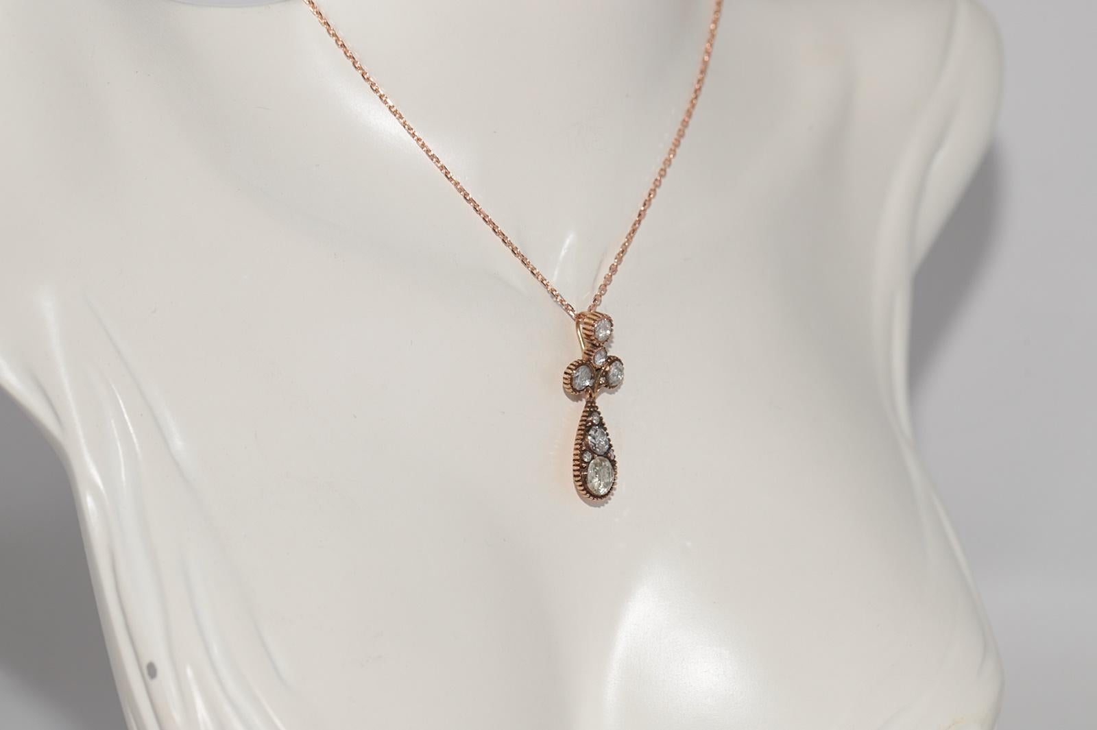 Vintage CIRCA 1970er Jahre 14k Gold natürlichen Diamanten verziert Anhänger Halskette im Zustand „Gut“ im Angebot in Fatih/İstanbul, 34
