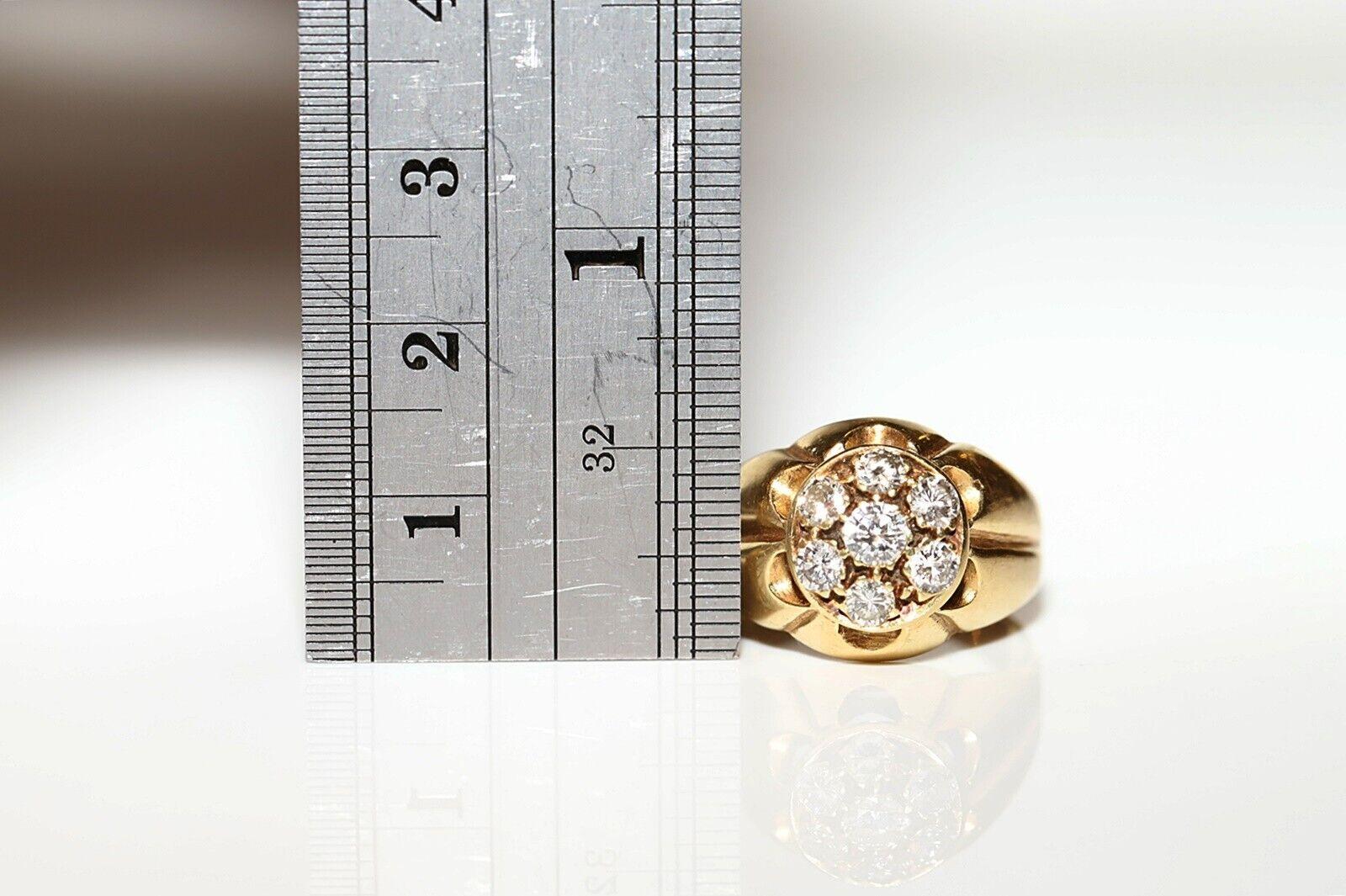 Brilliant Cut Vintage Circa 1970s 14k Gold Natural Diamond Decorated Pretty Ring  For Sale