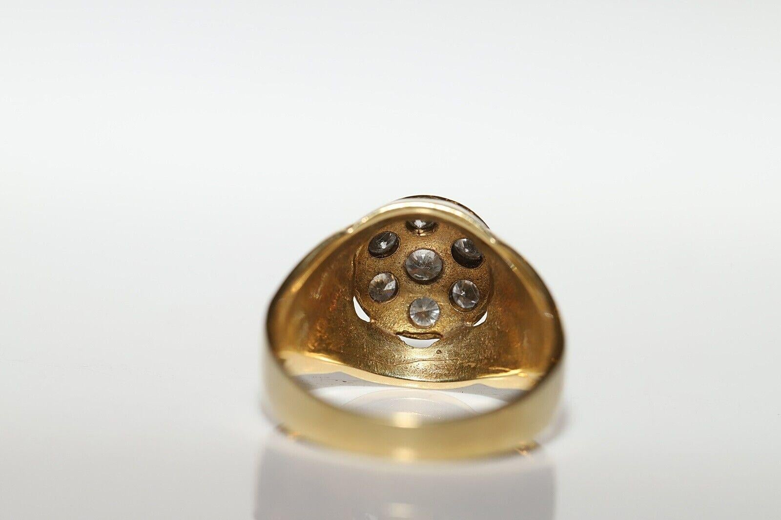 Vintage CIRCA 1970er Jahre 14k Gold natürlichen Diamanten verziert hübschen Ring Damen im Angebot