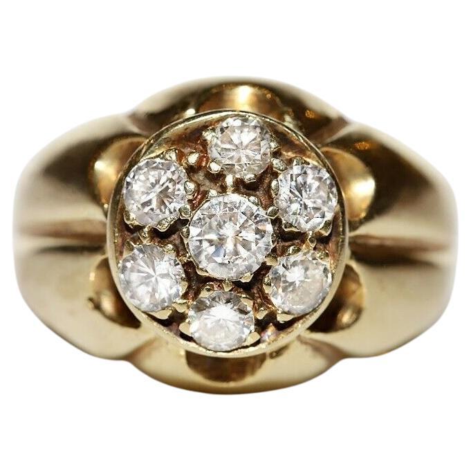 Vintage Circa 1970s 14k Gold Natural Diamond Decorated Pretty Ring  For Sale